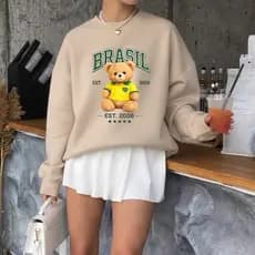 Moletom 2026 Brasil Unissex Casual Peluciado Inverno Confortável Futebol Estiloso Ursinho Copa do Mundo Torcedor