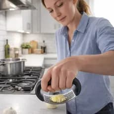 Espremedor Amassador Triturador de Alho Cebola Inox Manual Cozinha Forte e Pratico Uso Diario