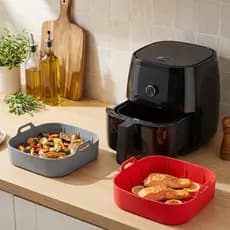 Kit 2 Formas de Silicone Air Fryer Grande 19 cm Quadrada Antiaderente  Assadeira Fritadeira
