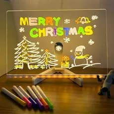 Luminária de Mesa 3D Lousa Quadro Mágico LED Colorido para Desenho e Anotações
