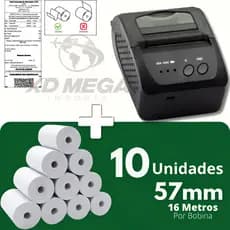 Mini Impressora Térmica 58mm bluetooth P/ Celular E Pc + 10 Bobinas cupom fiscal ifood delivery