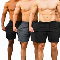 Kit 3 Shorts de Tactel Com Elastano Masculino Básico Liso Moda