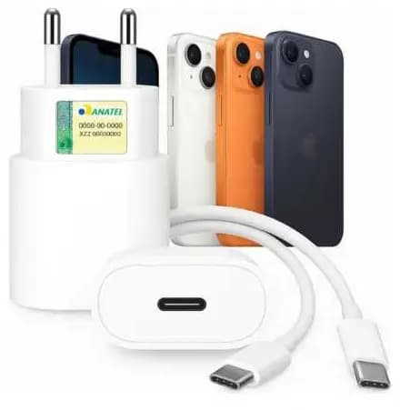 Carregador de iPhone Completo Turbo 35w Fonte e Cabo Tipo C Compatível 15 16 17 Pro Max