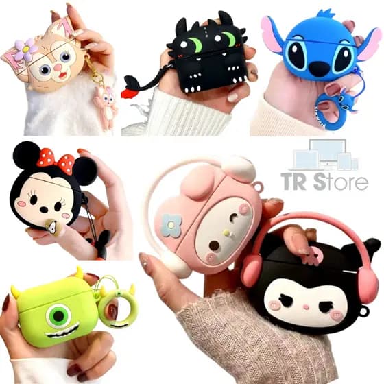 Capa Protetora AirPods 3 Personagem 3D Case de Silicone Antichoque Desenho Animado