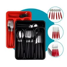 Conjunto Jogo De Talheres 25 Peças Inox Premium + Gaveteiro Organizador Porta Talheres Cozinha