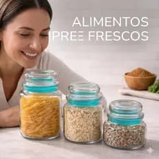 KIT 3 Potes De Vidro Hermético Porta Mantimentos Com Tampa Cozinha Organizada Kit Potes Redondo Vidro Grosso Borrac
