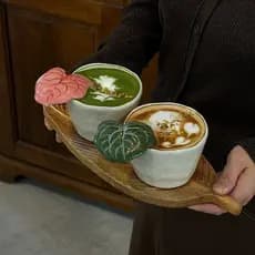 Retro pintado à mão folha Taro cerâmica xícara de café alto valor alívio nicho copo chá mão-Holding Latte copo