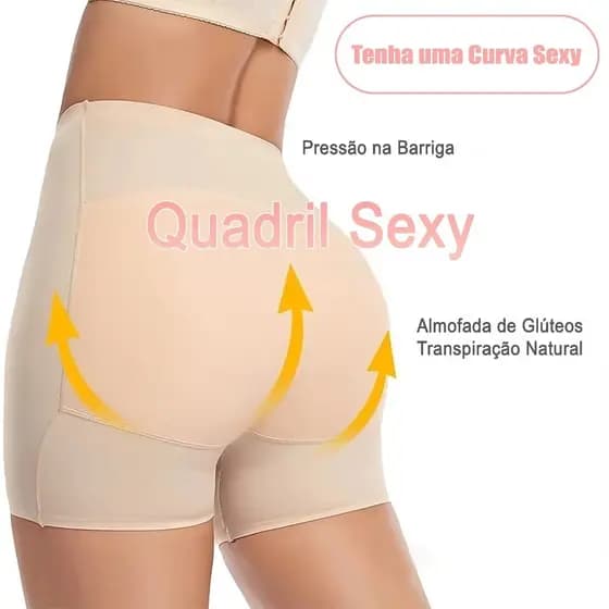 Calcinha Modeladora Short Levanta Bumbum com Enchimento Reduz Barriga Cintura Alta