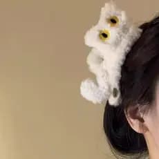 Presilha de cabelo de pelúcia para mulheres, estilo gato, para o outono e inverno, acessório de cabelo fofo para meninas