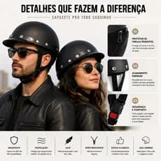 Capacete Coquinho Custom Retrô Preto Moto Harley Chopper Bike Pro Tork