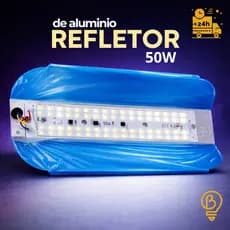 Refletor LED em Alumínio Branco 220V 50W | Iluminação Externa • Estrutura Resistente