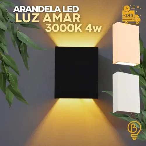 Arandela LED Sobrepor Caixote 4W 3000K IP65 Uso Interno e Externo Branco, Preto ou Champanhe