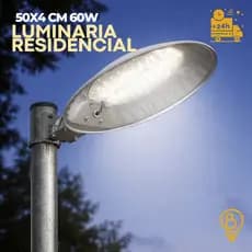 Luminária LED Poste 60W IP65 Luz Branca Externa + Suporte 50cm e 100cm Rua Sítio Jardim Área Externa