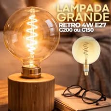 Lâmpada Filamento LED G150/200 4W E 27 Luz Quente Retro - BIVOLT