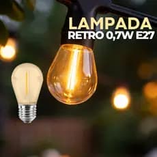 Lâmpada Filamento Retro 0,7W S14 360LM Soquete E27
