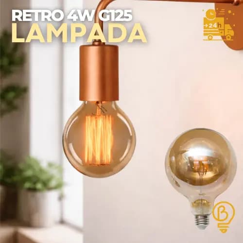 Lâmpada LED Retrô G125 4W E27 Bivolt | Luz Decorativa Vintage • Baixo Consumo