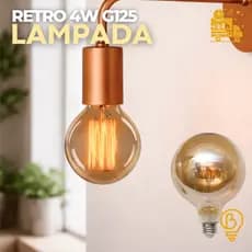 Lâmpada LED Retrô G125 4W E27 Bivolt | Luz Decorativa Vintage • Baixo Consumo