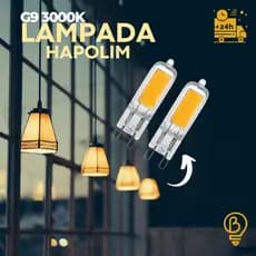 Kit 5 Lâmpadas LED Halopin G9 3W ou 5W 3000K | Vidro • Luz Quente para Lustres