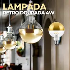 Lâmpada Filamento de LED G80 e G95 Dourada 4W Soquete E27 - 220V