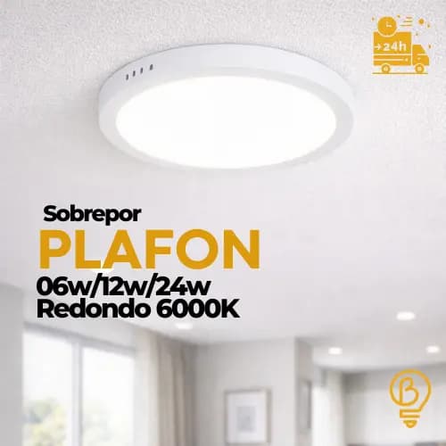 Plafon LED Slim Redondo Sobrepor 6W 12W e 24W | Luz Branca 6000K Bivolt | Alumínio e ABS Moderno