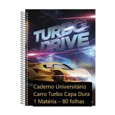 Caderno Universitário Escolar Carro Turbo Capa Dura 1 Matéria – 80 folhas