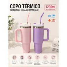 Thermal Stainless Steel 304 Cup with Flip Straw Handle and Metal Straw 1200ml