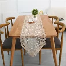 Caminho De Mesa Bordado Guipir 40x150cm Trilho Renda Croche,feita de fibra de poliéster, cor café