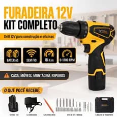 SOLID DOCTOR Furadeira Parafusadeira De Impacto Sem Escova 12V 2 Baterias Portátil sem Fio Com 26 Kit