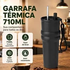 Copo Térmico Inox 316 Grau Alimentício Com Canudo e Alça Tampa Antivazamento 710ml