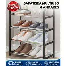 Sapateira 4 Andares Desmontável p/ 8 Pares, Organizador p/ Tênis, Hall de Entrada Quarto e Sala