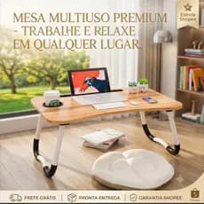 Mesa Para Notebook Portátil Dobrável Articulada em Mdf Suporte para Laptop Cama Estudo Porta Tablet Premium