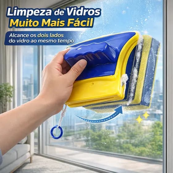 Limpa Vidros Magnético Dupla Face Rodo Mágico Super Imã Cordão Segurança Limpeza Janela Aquário