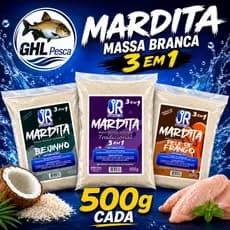 Massa Branca Turbinada MARDITA 3 em 1 500G JRpesca (LANÇAMENTO) massa SUPER atrativa para pesca