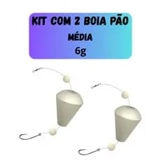 kit 2 boia pão isopor 6 g ( media ) jr pesca ,com chicote pronto, anzol pacu 6/0