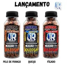 KIT c/ 3 Ração ISCA Aquamil furadinha oleosa da JRpesca( 1 figado +1 pele de frango +1 queijo) pesca