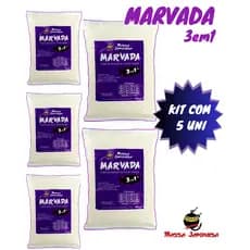 KIT c/5 massa MARVADA  3em1 400g  massa japonesa p/ pesca super atrativa para uso em pesqueiro/lagos
