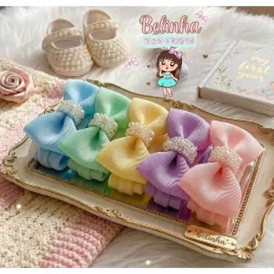 Faixinha para Bebê com Pérolas de Luxo | Kit 05 Faixinha para Bebê | Acessório Delicado com Pérolas para Festa, Fotos