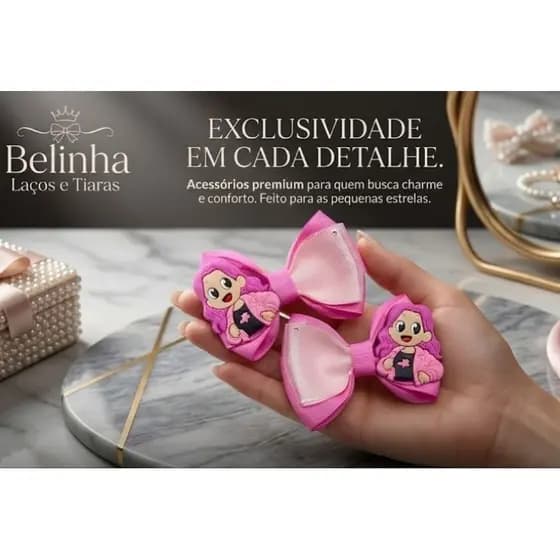 Laços Emilly Vick dos Rosas Parzinho de Laço Infantil Luxo para Cabelo Menina Parzinho Delicado Estilo Blogueirinha