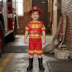 Fantasia Infantil Bombeiro Macacão Para Festas