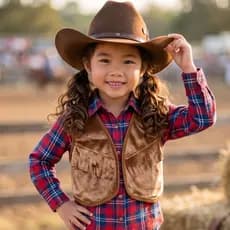 Colete Country Infantil Feminino Camurça Cowboy