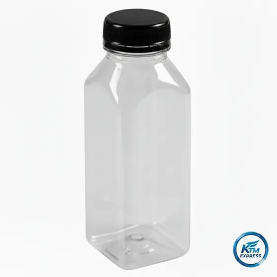 Kit Garrafas PET 200ml / 300ml / 500ml com Tampa Lacre – Quadrada Lisa para Sucos, Detox e Delivery