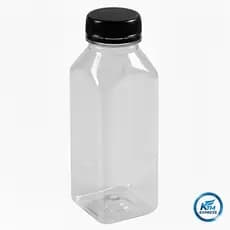 Kit Garrafas PET 200ml / 300ml / 500ml com Tampa Lacre – Quadrada Lisa para Sucos, Detox e Delivery