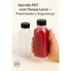 10, 20, 30 Garrafa Pet Plástica Tampa Com Lacre  200ml / 300ml / 500ml Descartavel Suco Chocolate Coco detox
