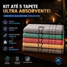 Kit 02, 03, 04 ou 05 Tapete Piso Premium 45x70cm Toalhinha Para Banheiro Pezinho