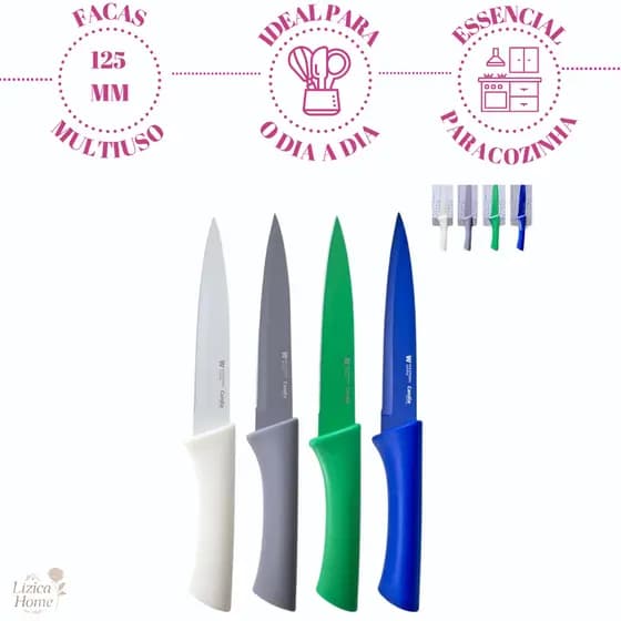 Faca Chef 5” Western Home 125mm | Aço Inox | Corte Preciso | Cores Variadas