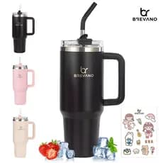 Copo Térmico Grande de Aço Inox 1.2l/1200ml com Tampa Canudo e Alça Garrafa Térmica Quente ou Gelado