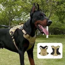 Peitoral Militar Tático Ajustável para Cachorro Grande Porte com Velcro, Alça Reforçada e Faixa Refletiva