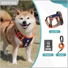 Peitoral para Cachorro com Guia 1,5m + Patch – Ajustável, Respirável, Refletivo, Reforçado
