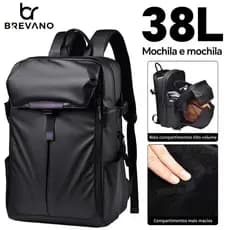 Brevano Mochila Impermeável Reforçada Para Trabalho De Negócios e Notebook Masculino e Feminino