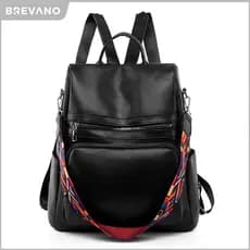 Mochila Feminina de Grande Capacidade, Mochila à Prova da Água de Couro PU e Textura macia.